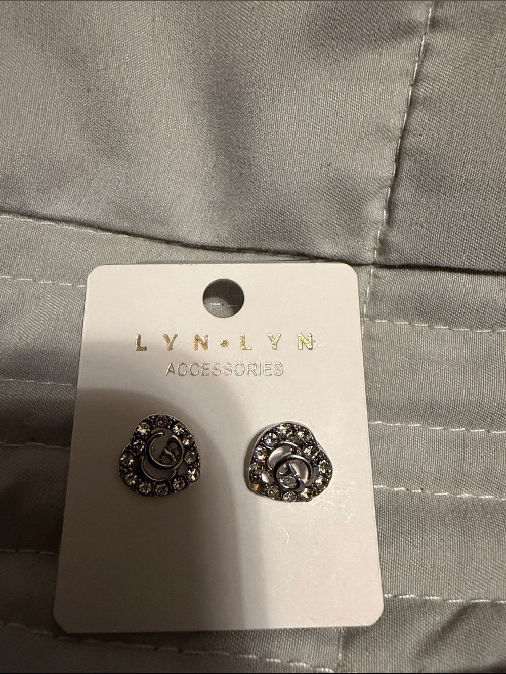 LYN·LYN Silver Crystal Circle Stud Earrings - Silver